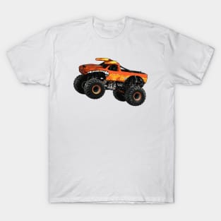 Orange Monster Truck Jump Illustration T-Shirt